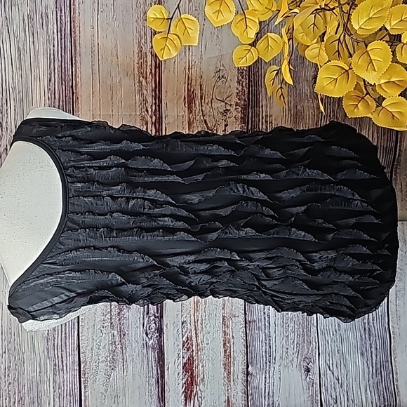 DOUBLE TAKE BLACK SLEEVELESS PULLOVER FEATHER TOP - Picture 5 of 10